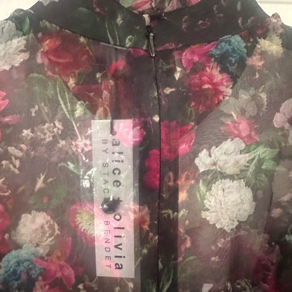 🖤🌸 ALICE + OLIVIA AFTER MIDNIGHT FLORAL SHEER DRESS SIZE 0 NWT 🌸🖤 $595 - Picture 12 of 14